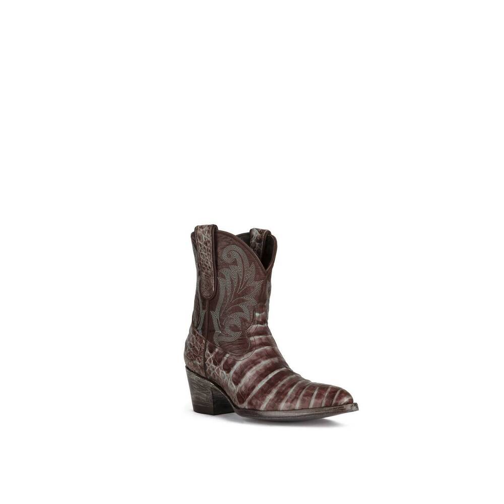 NEW ALLENS BOOTS women's sasha caiman cowboy boots in brown/turquoise